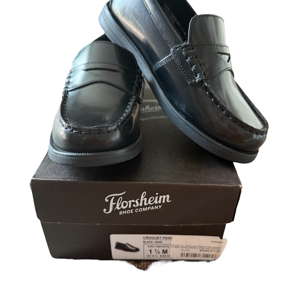 Florsheim Boys Glossy Black Slip-On Loafers